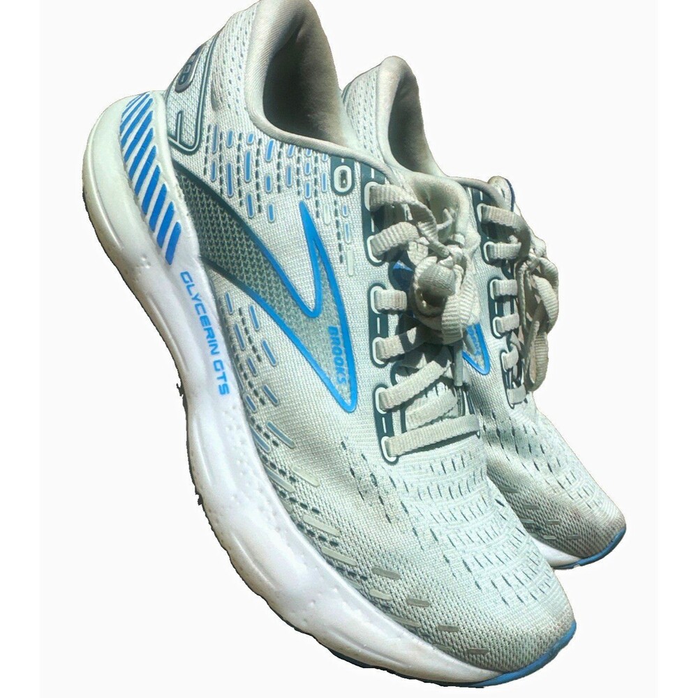 Brooks Glycerin GTS 20 Womens Running Shoes Blue Glass White Athletic Sneaker